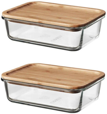 IndusBay Glass Utility Container  - 1000 ml(Pack of 2, Clear)