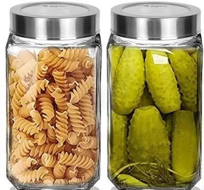 daesgesage Glass Grocery Container  - 1000 ml(Pack of 2, Clear)