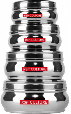 RSP Culture Stainless Steel Utility Container - 200 ml, 350 ml, 500 ml, 850 ml(Pack of 4, Silver)