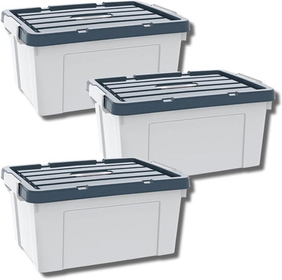 Prefact Plastic Utility Container  - 15 kg(Pack of 3, White, Grey)
