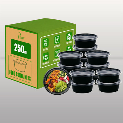 PERFY Plastic Utility Container  - 250 ml(Pack of 25, Black)