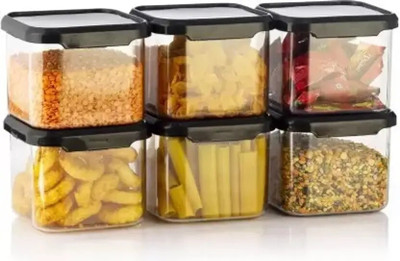Radhe Krishna Plastic Utility Container  - 500 ml(Pack of 6, Black)