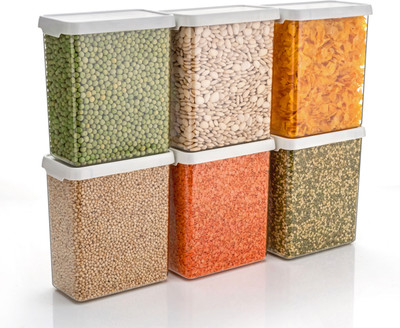 Ecodex Plastic Grocery Container  - 1500 ml(Pack of 6, White)