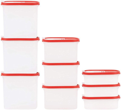 Cutting EDGE Plastic Grocery Container  - 0.5 L, 1.2 L, 1.8 L(Pack of 9, Red)