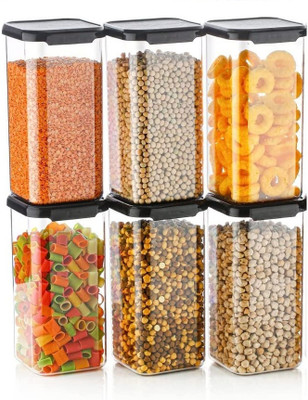 Nestland - Make Your Self a Priority Plastic Grocery Container  - 1500 ml(Pack of 6, Black)