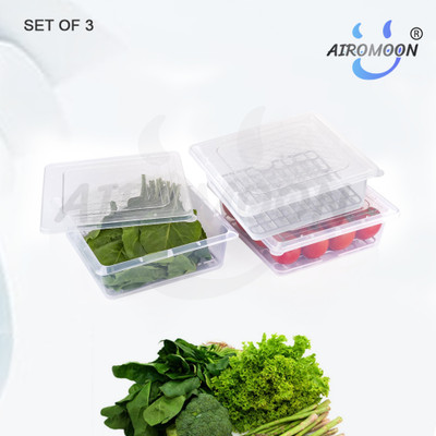 AIROMOON Plastic Fridge Container  - 2600 ml(Pack of 3, White)