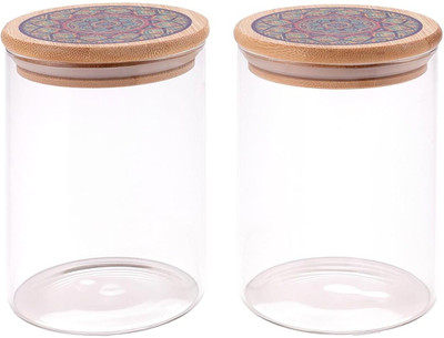 KUBER INDUSTRIES Glass Utility Container  - 600 ml(Pack of 2, Clear)