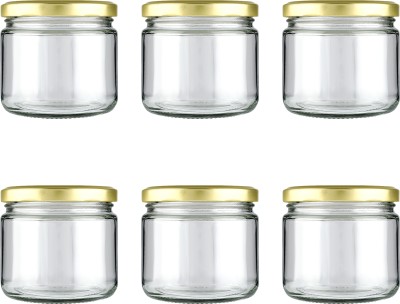 Shiva Organic Glass Cookie Jar  - 350 g(Pack of 6, White)