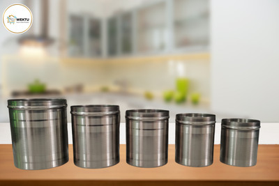 WEKTU Stainless Steel Grocery Container  - 1800 ml(Pack of 5, Silver)