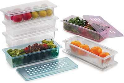 iVBOX Plastic Fridge Container  - 1400 ml(Pack of 6, Transparent)