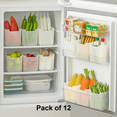 HASHONE Plastic Fridge Container  - 1000 ml(Pack of 12, Clear)