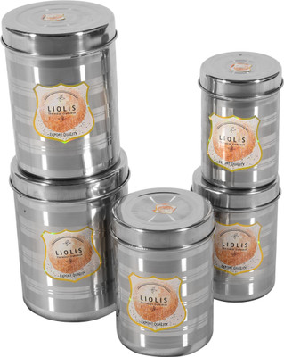 Liolis Steel Grocery Container  - 2 L(Pack of 5, Silver)