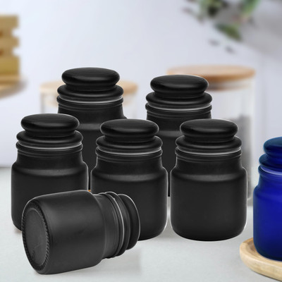Pure Source India Glass Cookie Jar  - 110 ml(Pack of 6, Black)