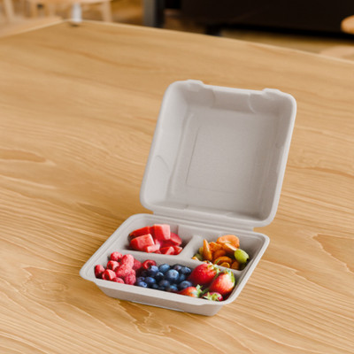 Ecogreenz Sugarcane Bagasse Utility Container  - 1300 ml(Pack of 25, Off White)
