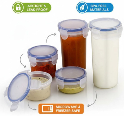 believe Plastic Milk Container  - 110 ml, 160 ml, 210 ml, 400 ml, 500 ml(Pack of 5, Transparent)