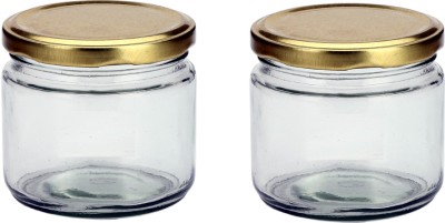 AFAST Glass Cookie Jar  - 350 ml(Pack of 2, Clear)