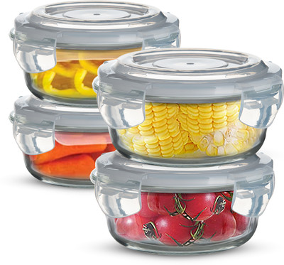 BERGNER Glass Utility Container  - 400 ml(Pack of 4, White)