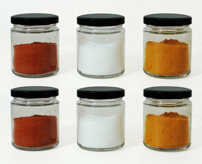 CROCO JAR Glass Grocery Container  - 190 ml(Pack of 6, Clear)