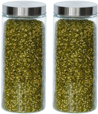 Femora Glass Grocery Container  - 2200 ml(Pack of 2, Clear)