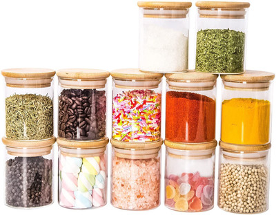 NAVPATH Glass Grocery Container  - 220 ml(Pack of 12, Clear)