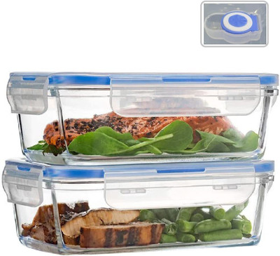 VINDRO Glass Utility Container  - 900 ml(Pack of 2, Clear)
