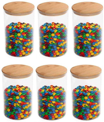 Lexiwells Glass Grocery Container  - 1000 ml(Pack of 6, Clear)
