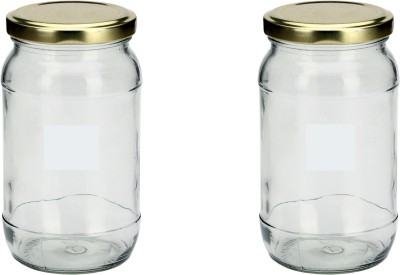 AFAST Glass Cookie Jar  - 400 ml(Pack of 2, Clear)