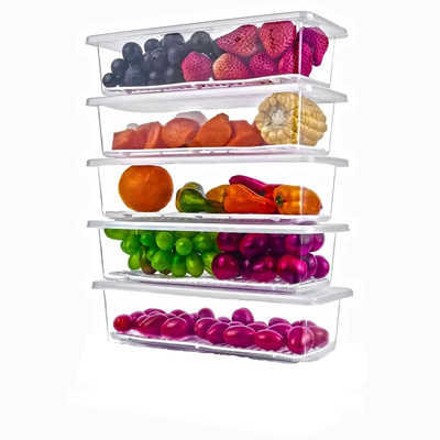 STUNNER ENTERPRISE Plastic Fridge Container  - 1500 ml(Pack of 5, Clear)