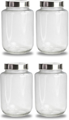 Brezzycloud Glass Pickle Jar  - 2000 ml(Pack of 4, Clear)