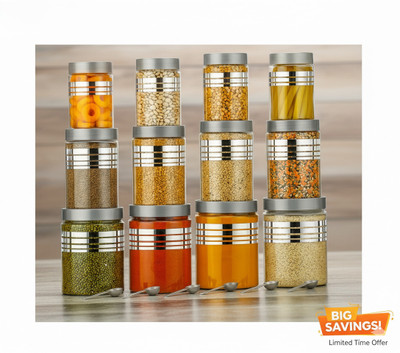 THE Impala Plastic Grocery Container  - 1200 ml, 650 ml, 900 ml(Pack of 12, Silver)