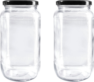 Skyper Glass Grocery Container  - 1100 ml(Pack of 2, White)