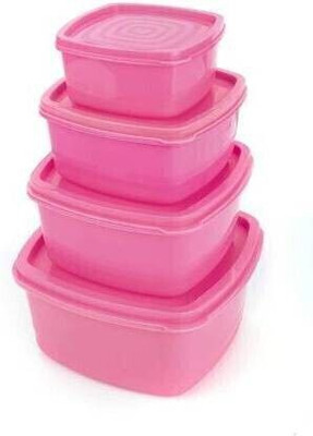 HELOVIA Plastic Grocery Container  - 250 ml, 500 ml, 750 ml, 1250 ml(Pack of 4, Pink)
