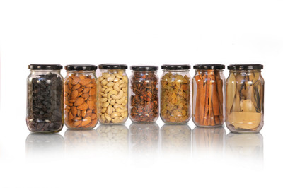 Shreeji krupa Glass Pickle Jar  - 400 ml(Pack of 6, White)