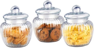 NAVPATH Glass Pickle Jar  - 750 ml(Pack of 3, Clear)