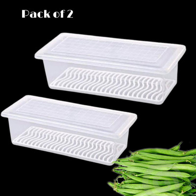 3D METRO SUPER STORE Plastic Fridge Container  - 1500 ml(Pack of 2, Clear)