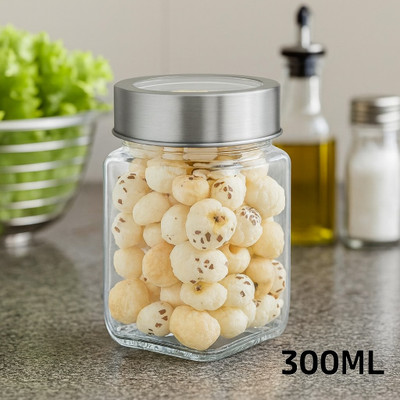 b7 Creations Glass, Stainless Steel Grocery Container  - 310 ml(Silver)