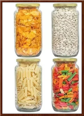 SHREE SIDHANATH ENTERPRISE Glass Grocery Container  - 1000 g(Pack of 4, Clear)