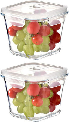Avastro Glass Fridge Container  - 880 ml(Pack of 2, Clear)