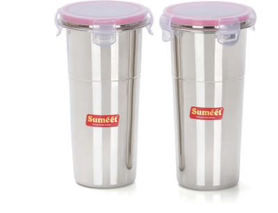 Sumeet Steel Utility Container  - 600 ml(Pack of 2, Silver)