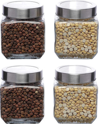 Kalsigate Glass Grocery Container  - 600 ml(Pack of 4, Clear)