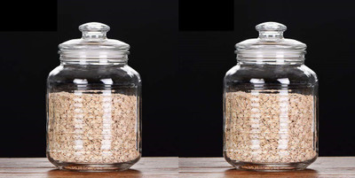 GOOD TO GREAT CREATION Glass Grocery Container  - 2000 ml(Pack of 2, Clear)