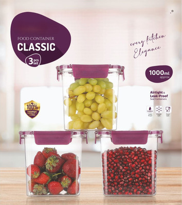 ghelanicreation Plastic Grocery Container  - 1000 ml(Pack of 3, Multicolor)