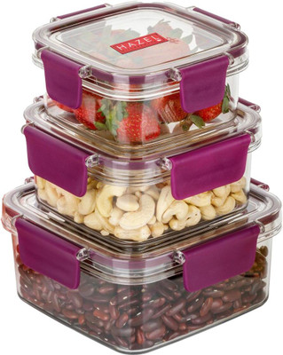 HAZEL Plastic Utility Container  - 400 ml, 600 ml, 1000 ml(Pack of 3, Clear)