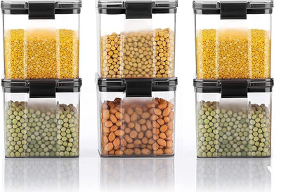 IMAGO Plastic Grocery Container  - 700 ml(Pack of 6, Black)