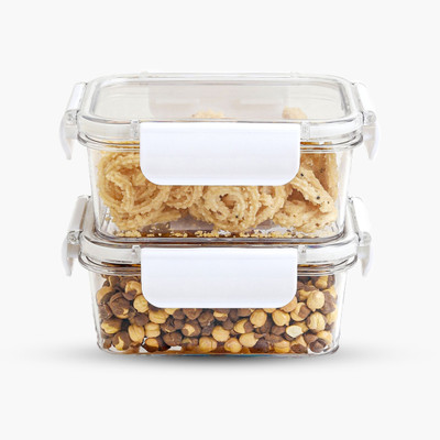 SCL Steelo Plastic Grocery Container  - 500 ml(Pack of 2, White)