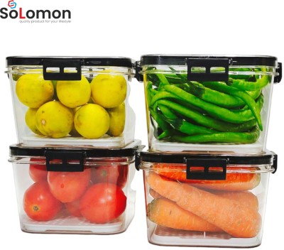 Solomon Plastic Grocery Container  - 1400 ml(Pack of 4, Black)