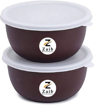 Zaib Steel Fridge Container  - 500 ml(Pack of 2, Black)