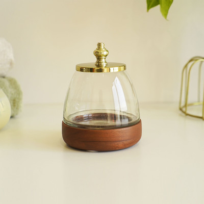 Wooden Street Glass Utility Container  - 500 ml(Brown)