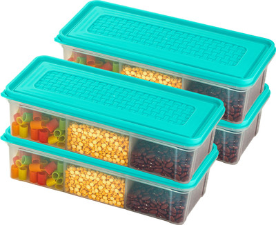 Dominic Plastic Fridge Container  - 2000 ml(Pack of 4, Blue)