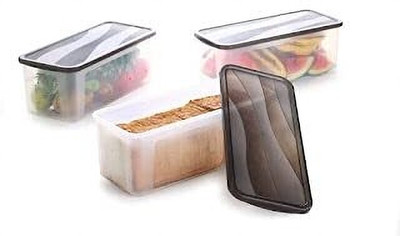 UNDERZZONE Plastic Grocery Container  - 2000 ml(Pack of 3, Black, White)